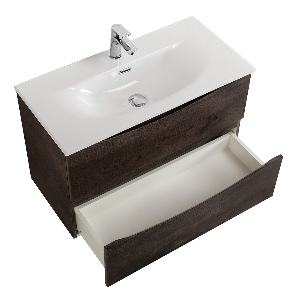 Тумба с раковиной подвесная BelBagno MARINO-CER-MINI-800-2C-SO-RNG-P Rovere Nature Grigio, раковина белая BB-8099-3-80