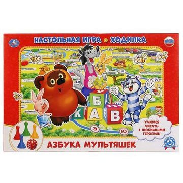 НАСТОЛЬНАЯ ИГРА-ХОДИЛКА "УМНЫЕ ИГРЫ" АЗБУКА МУЛЬТЯШЕК