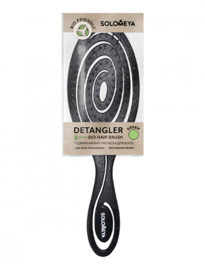 [Solomeya] Подвижная био-расческа для волос ЧЕРНАЯ Detangling Bio Hair Brush Black, 1шт