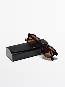 Massimo Dutti Солнцезащитные очки в прямоугольной оправе под черепаху, коричневый