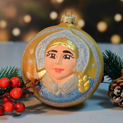 Шар новогодний 1шт 10см "Снегурочка"