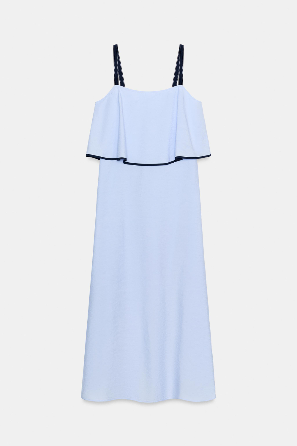 ZARA КОМБИНИРОВАННОЕ ПЛАТЬЕ МИДИ, ГОЛУБОЙ