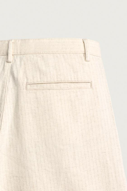 ZARA ШОРТЫ WIDE FIT В ПОЛОСКУ СО СКЛАДКАМИ, ЭКРЮ
