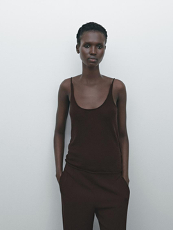 Massimo Dutti Топ на тонких бретелях - Limited Edition, коричневый