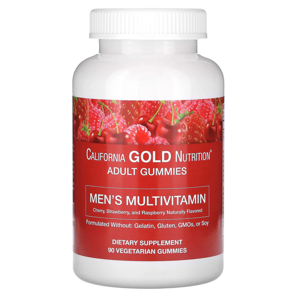 California Gold Nutrition, жевательные мультивитамины для мужчин, ягодно-фруктовый вкус, 90 жевательных таблеток