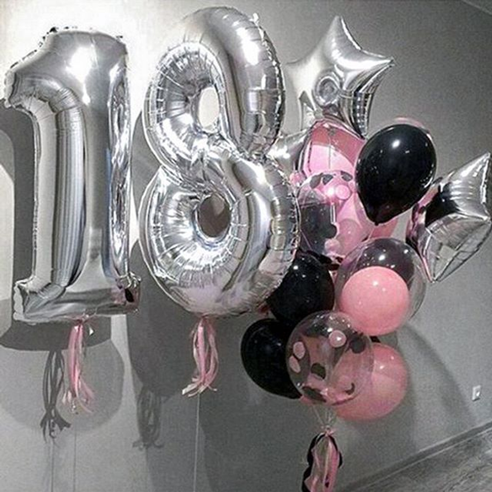 Воздушный шар (40''/102 см) Цифра, 8, Серебро