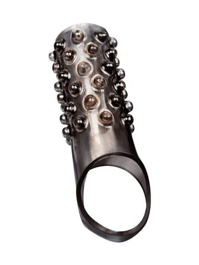 Дымчатая насадка на пенис с выпуклостями - 12 см. (Цвет: дымчатый)