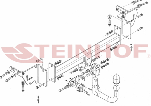 Фаркоп на Jeep Cherokee KL 2014-2018 (паспорт и сертификат в комплекте)(без электрики) Steinhof.J-065