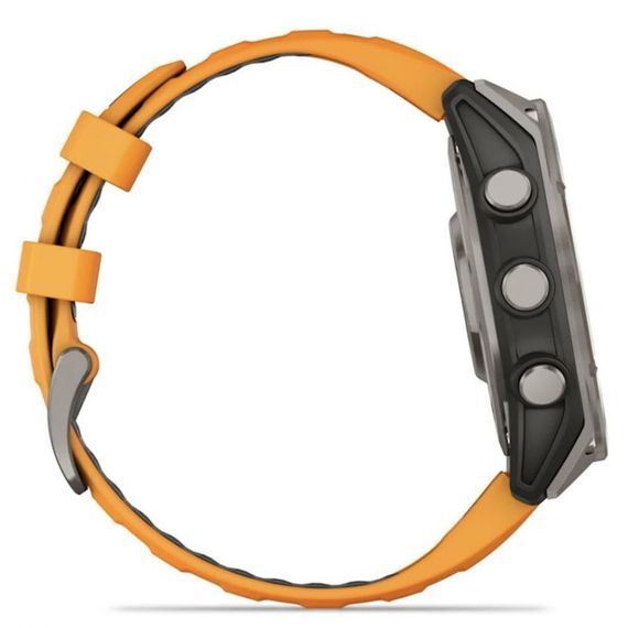 Garmin Fenix 8 47 мм AMOLED Sapphire – титановый корпус, оранжевый ремешок