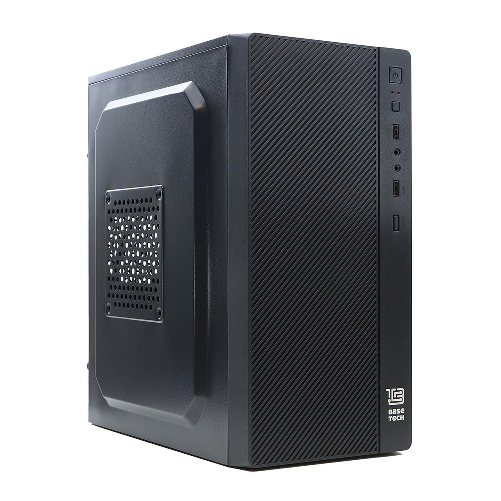УЦЕНКА_Корпус BaseTech M3402, БП:500W, mATX, чёрный, 2xUSB2 (RMA_BT-M3402-500W-B) {небольшие вмятины на верхней панели; царапины и сколы на лицевой панели}
