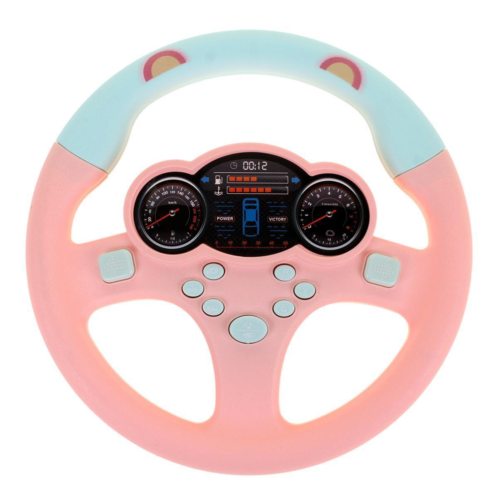 Руль музыкальный 16см, розовый, коробка 1026-19