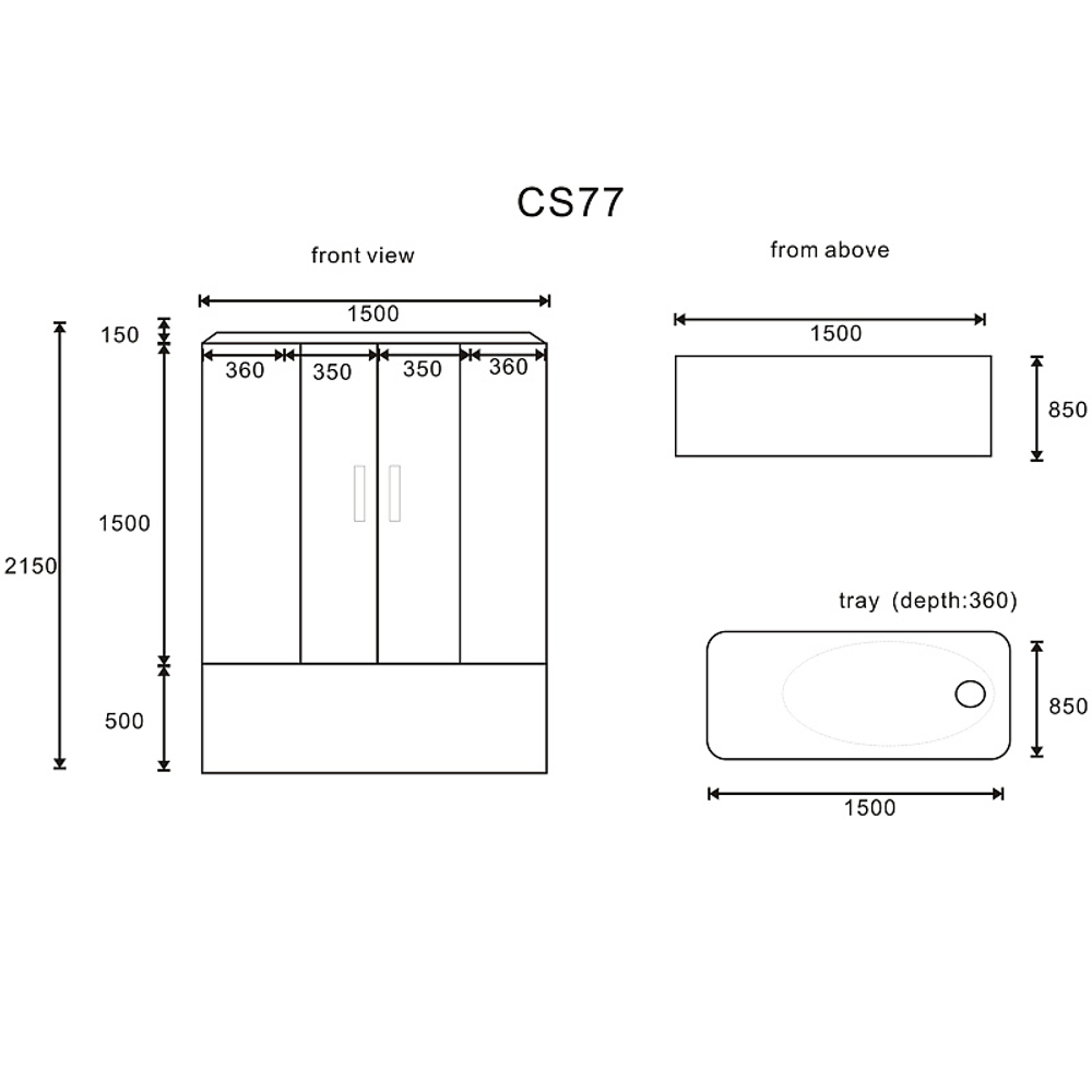 Душевая кабина Loranto CS 77-3 А 150x85x215 с тропическим душем, раздвижная дверь, черный профиль (CS00054498)