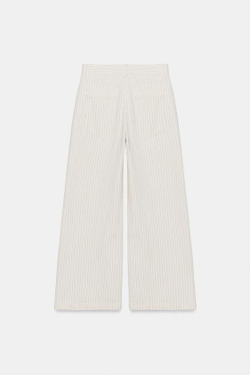 ZARA ДЖИНСЫ WIDE LEG В ПОЛОСКУ С ВЫСОКОЙ ПОСАДКОЙ — ZW COLLECTION, ЭКРЮ