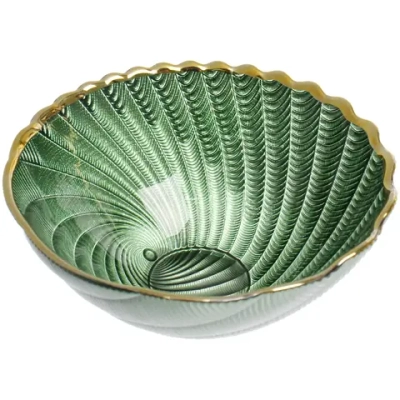 Салатник стеклянный «Фьюжн» 13*5,5см изумрудный перламутр