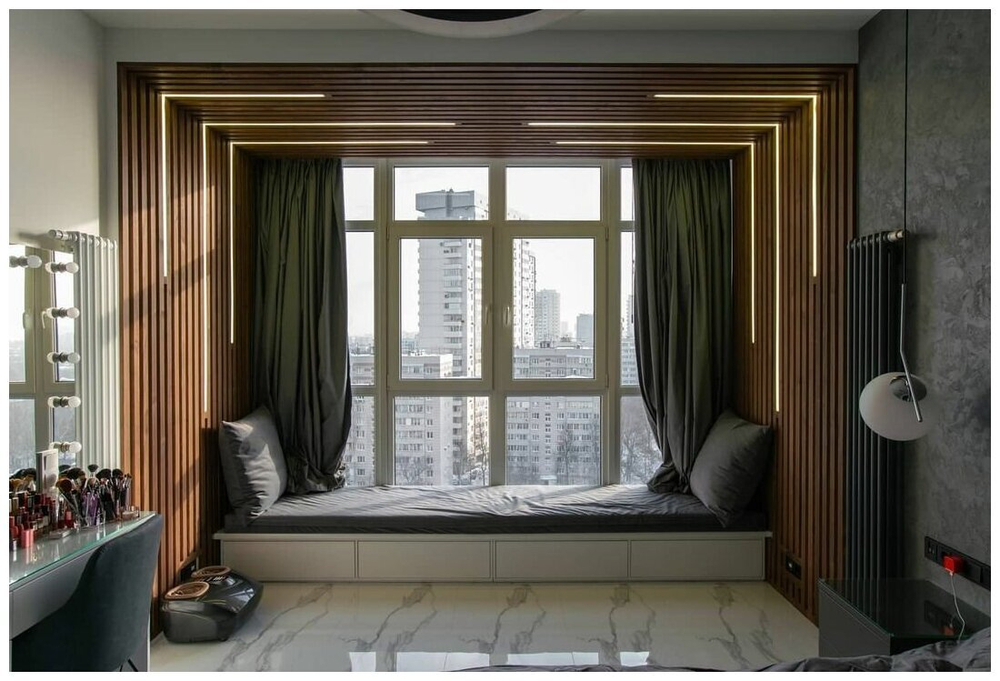 Потолочно-стеновые рейки с подсветкой из Сосны 40х20мм