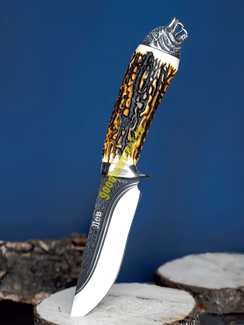 Тактический нож кованый туристический Кизлярский с ножнами Лев