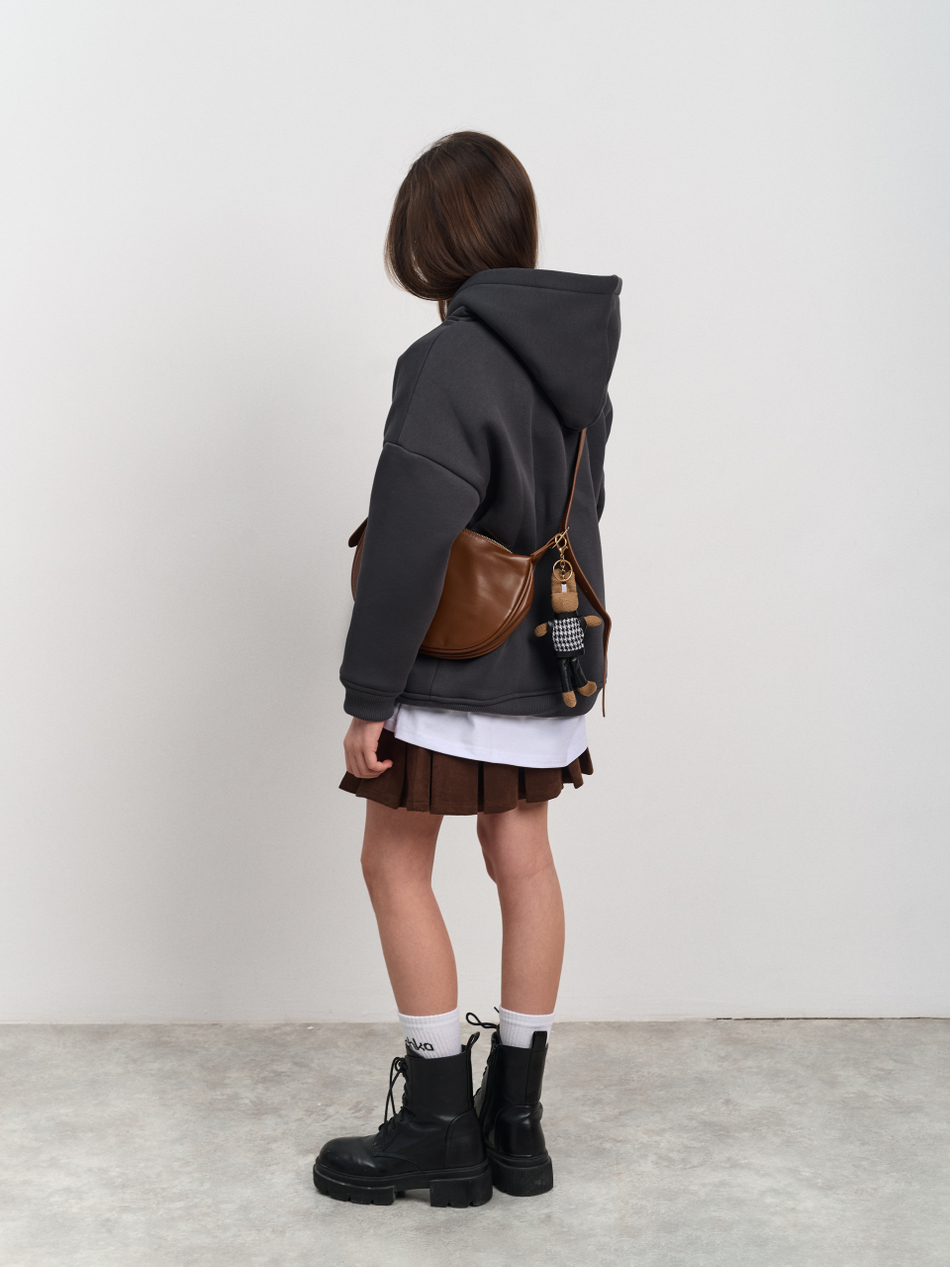 Толстовка с капюшоном для девочки  "Basic" темно-серый