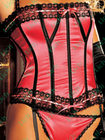 Атласный корсет с контрастной кружевной отделкой