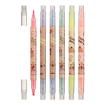 Маркер текстовыделитель, двусторонний, Basir, серия "Капибара", с рисунком на корпусе, 6 цветов