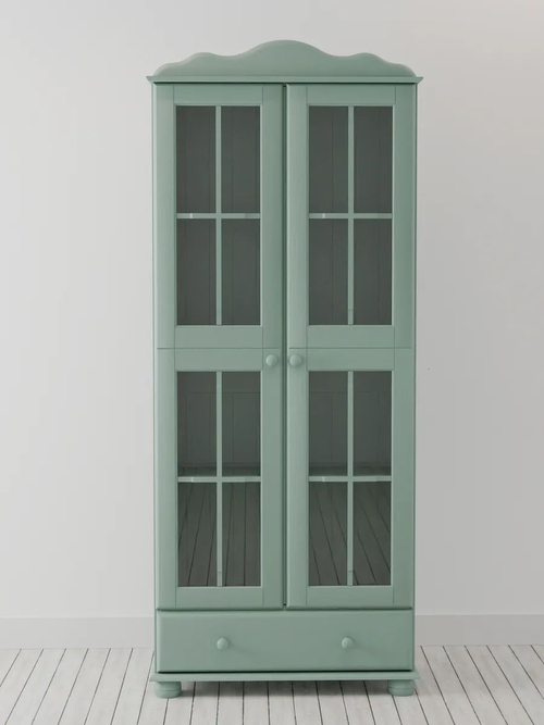 Dipriz Шкаф с витриной Бритта из массива сосны, 2 двери, 77х32х186 см, эвкалипт