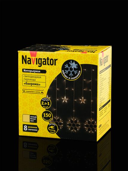 Гирлянда Бахрома &quot;Звезды и Снежинки&quot; 2,5*1м 38240