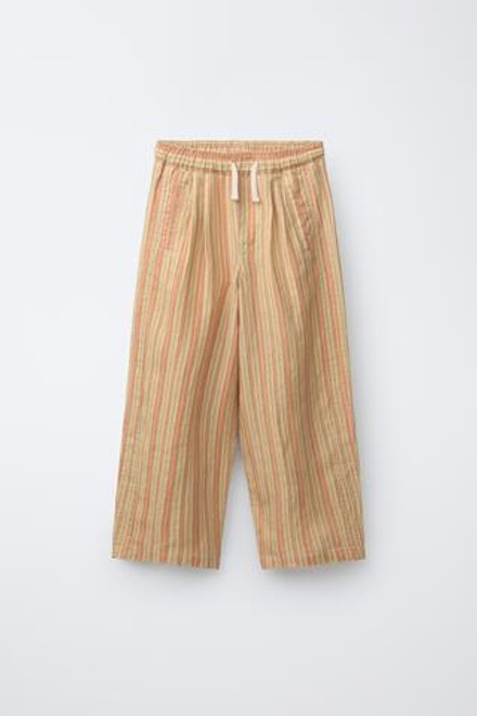 ZARA БРЮКИ RELAXED FIT В ПОЛОСКУ, ОРАНЖЕВЫЙ