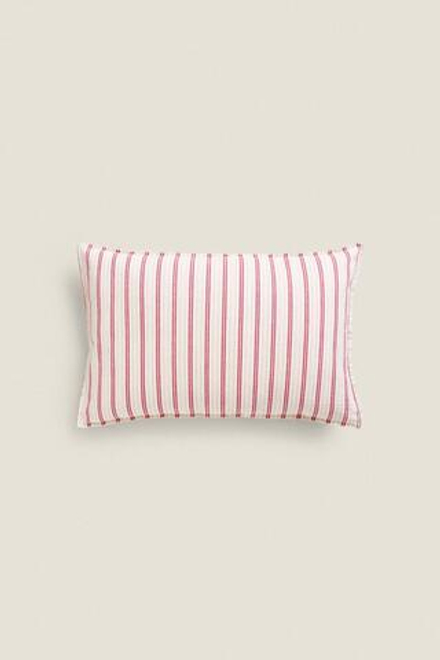 ZARA HOME ЧЕХОЛ НА ПОДУШКУ С КОНТРАСТНОЙ ПОЛОСКОЙ, КРАСНЫЙ