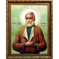 Иоанн Тульский (Котельников) блаженный чудотворец. Икона на холсте.