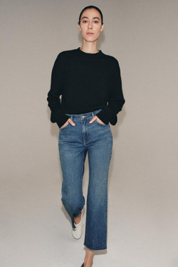ZARA УКОРОЧЕННЫЕ ДЖИНСЫ-КЛЕШ СО СРЕДНЕЙ ПОСАДКОЙ — ZW COLLECTION, СИНИЙ