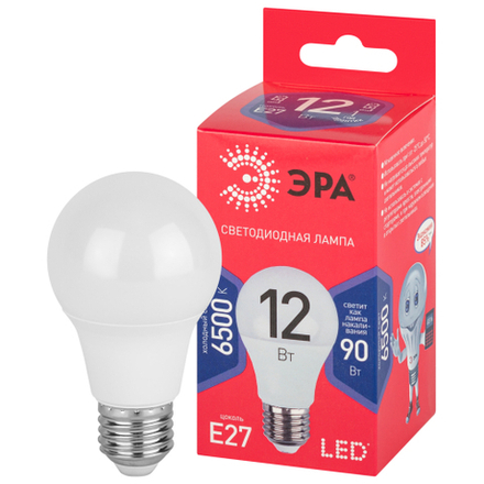 Лампа светодиодная ЭРА RED LINE LED A60-12W-865-E27 R 12Вт груша холодный дневной свет Е27