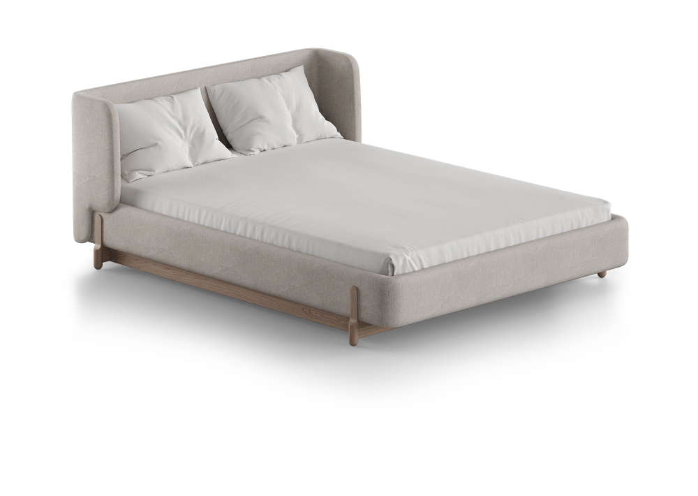 Кровать Basic спальное место 140*200 см (молочный, рогожка)