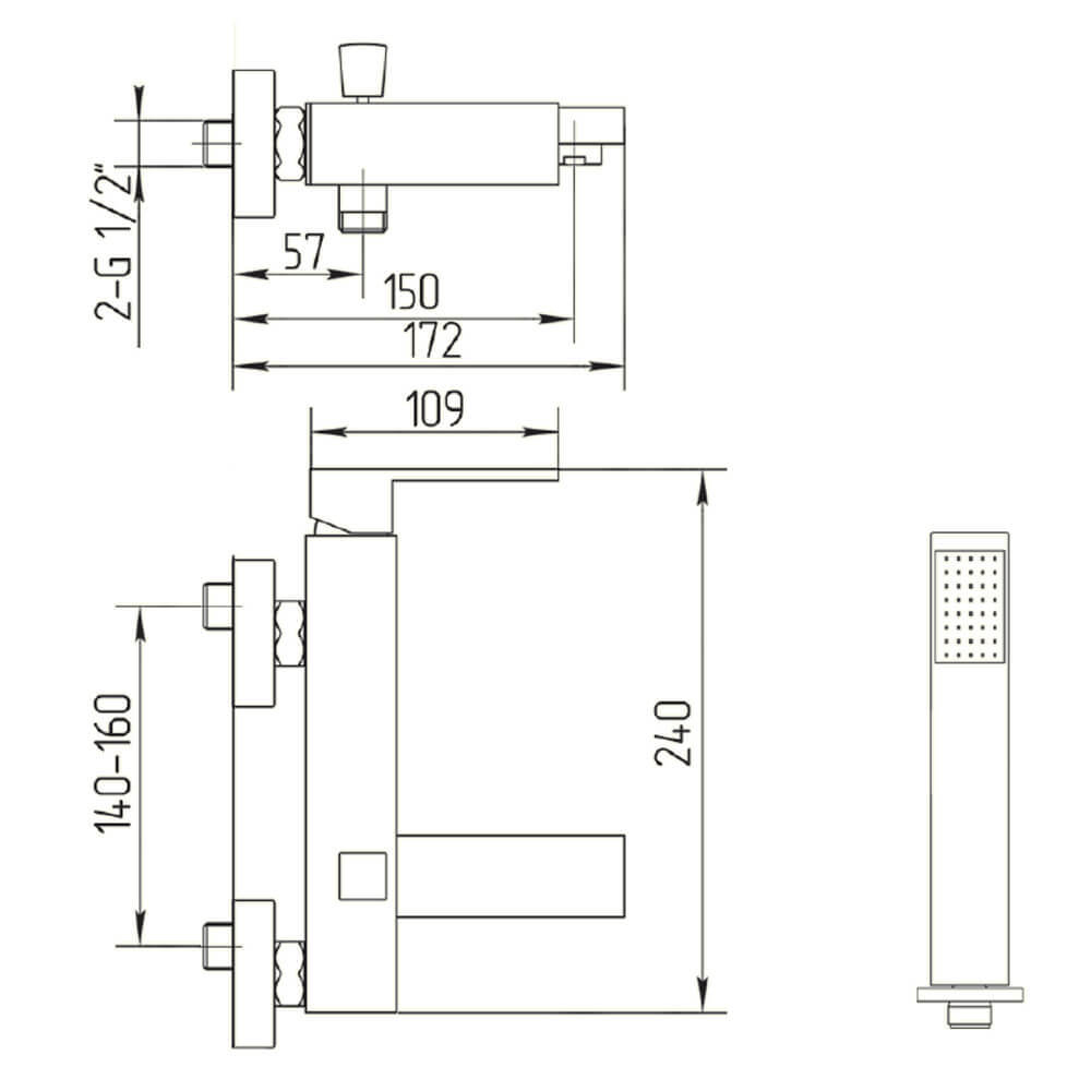 Смеситель Migliore Kvant Gold 25391  для ванны с ручным душем, золото