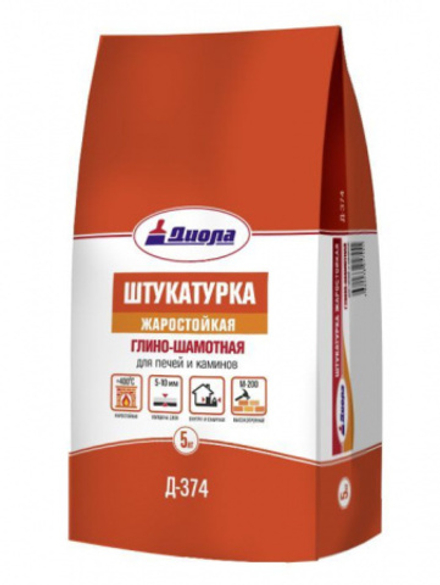 Штукатурка жаростойкая глино-шамотная Д-374 5кг д/печей и каминов +1200