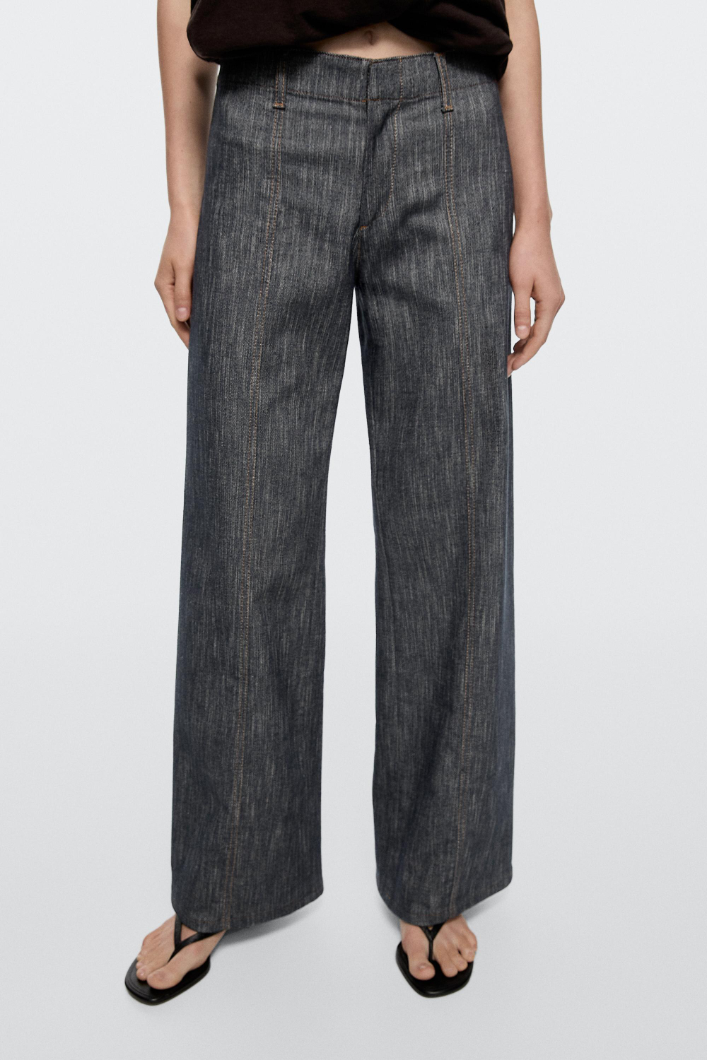 Massimo Dutti Брюки с широкими штанинами под деним, индиго