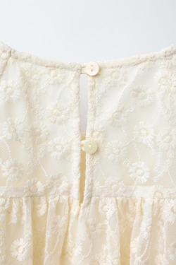 ZARA ПЛАТЬЕ ИЗ ПОЛУПРОЗРАЧНОЙ ТКАНИ, ЭКРЮ