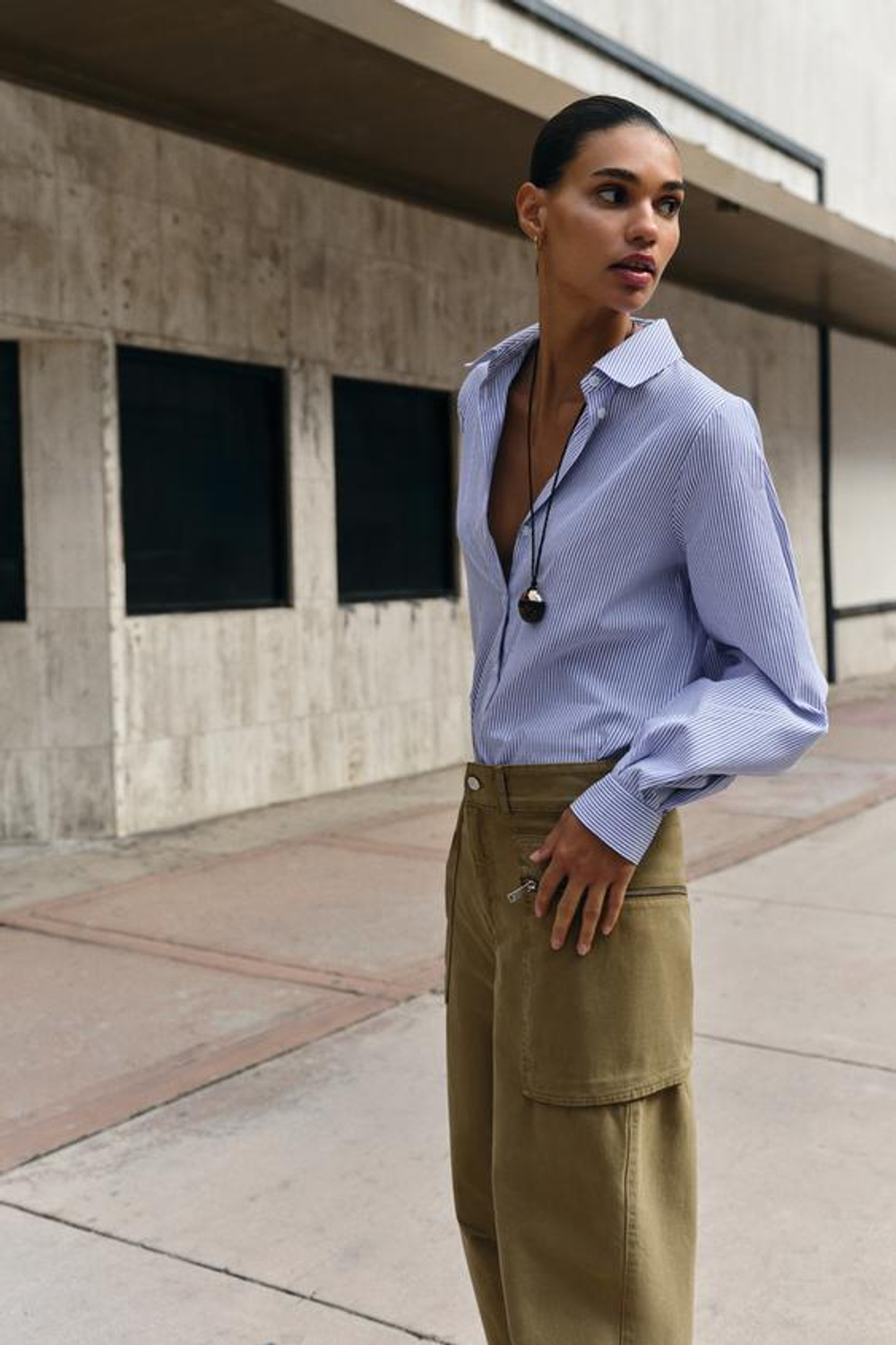 Хлопковая рубашка в полоску - ZARA
