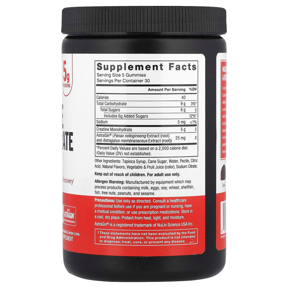 Force Factor, Жевательные мармеладки с моногидратом креатина, фруктовое ассорти, 150 жевательных таблеток