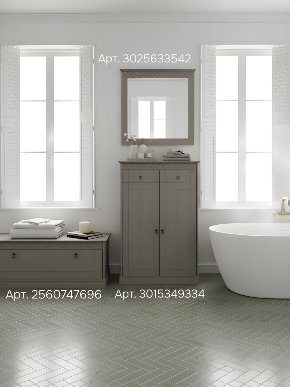 Тумба Индра 118.5x78.8x36.5, серая из МДФ, с ящиками, Dipriz