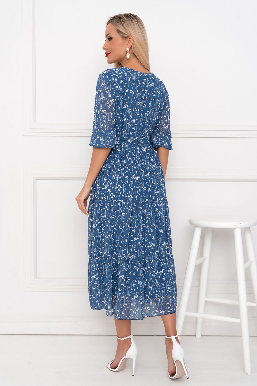 Платье Хелен (темно-голубой/принт) Р11-1075/14 Nikol (Акция)