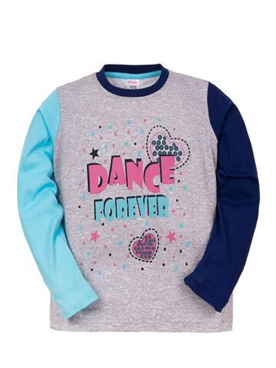 Лонгслив для девочек "Danse love" SM341 98-104 см. Бирюзово-синий