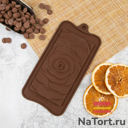 Форма силиконовая для шоколада «Плитка роза»
