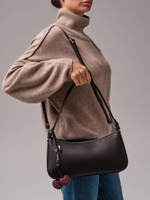 Кожаная сумка багет кросс-боди коричневый шоколад