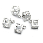 22295-р Подвеска "Куб" с фианитом 6*6мм, родий