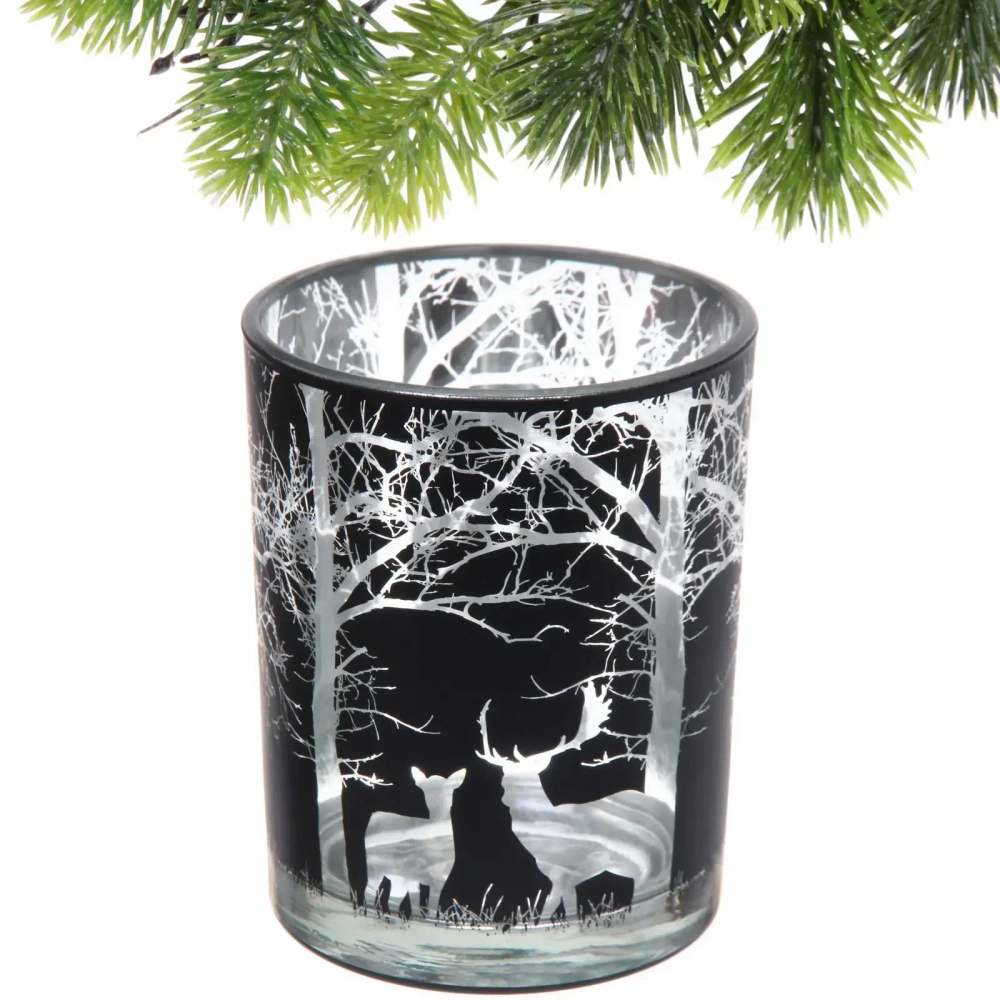 Подсвечник «Зимний лес» 10*12,5 см, Черный