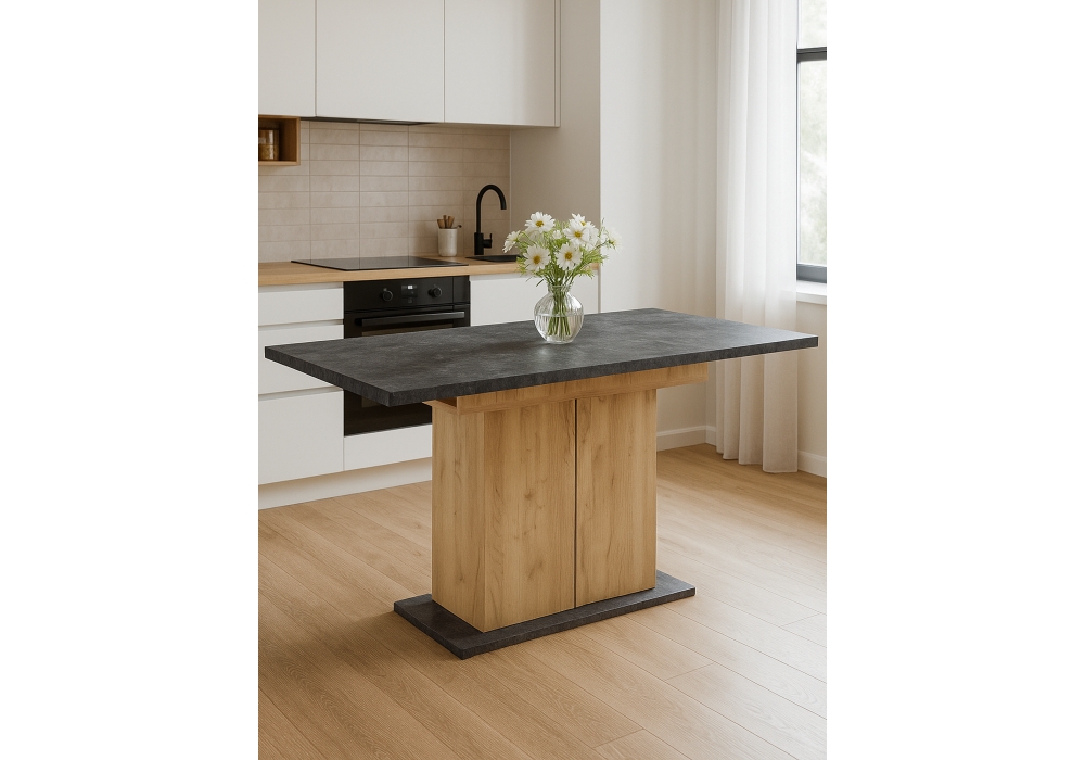 Стол деревянный Woodville Carla крафт золотой, цемент темный