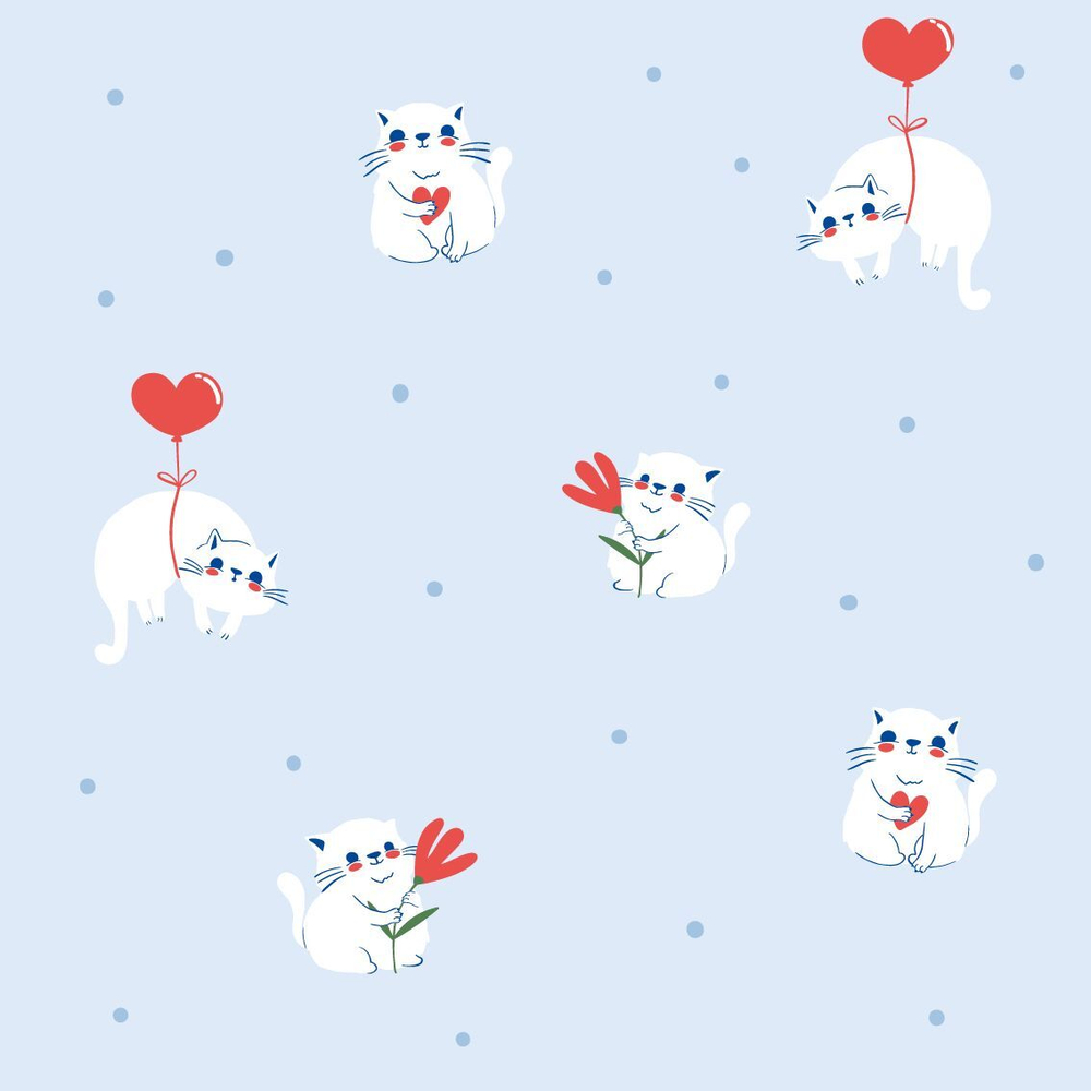 Бумага упаковочная 70*100см "Love. Голубой"