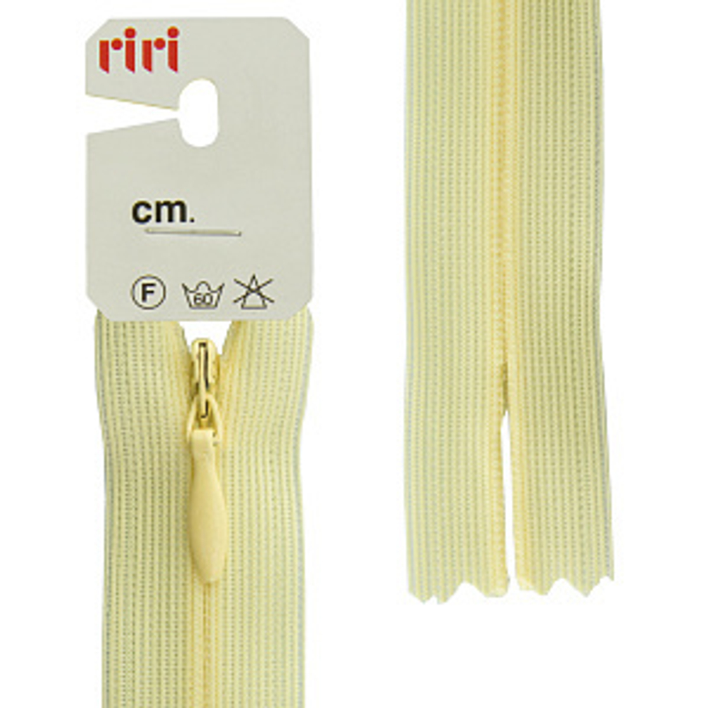 Молния Riri потайная неразъемная, Т3, цвет бледно-желтый