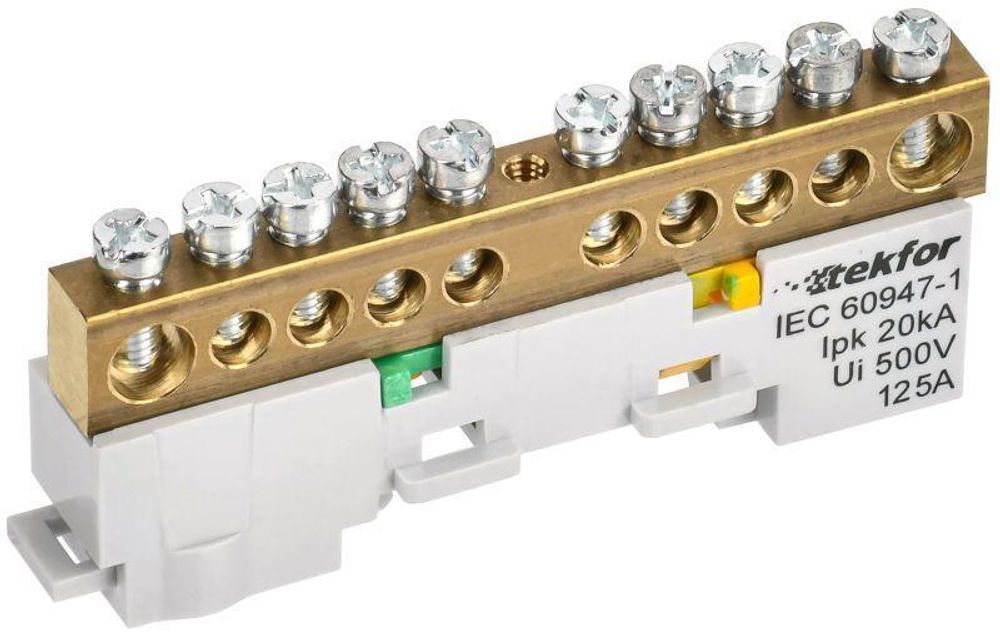 Шина PE &quot;земля&quot; неизол. на универс. держ. 8х12-10-Ж TEKFOR IEK TF-NN20-10-DL-K05