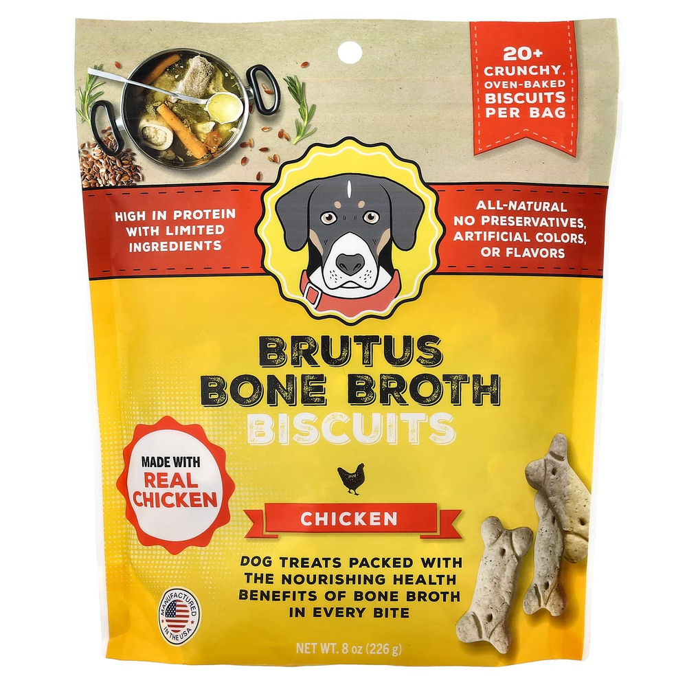 Brutus Bone Broth, печенье, для собак, со вкусом курицы, 226 г (8 унций)
