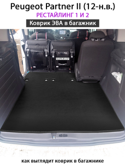 коврик эво в багажник авто для peugeot partner II 12-н.в. от supervip